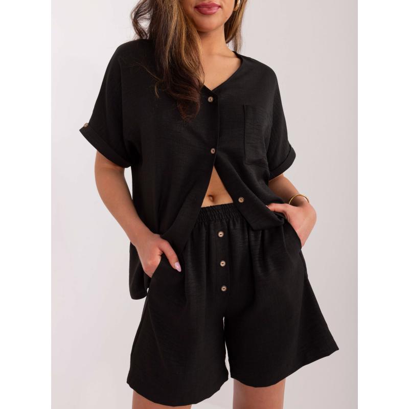 Dámský komplet s širokými šortkami černý 