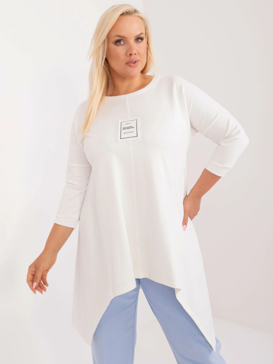 Női plus size blúz 3/4 ujjal ekrü színű
