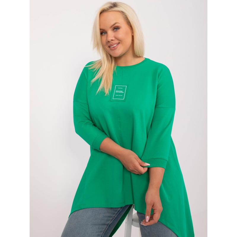 Női plus size blúz zsebekkel applikációkkal zöld