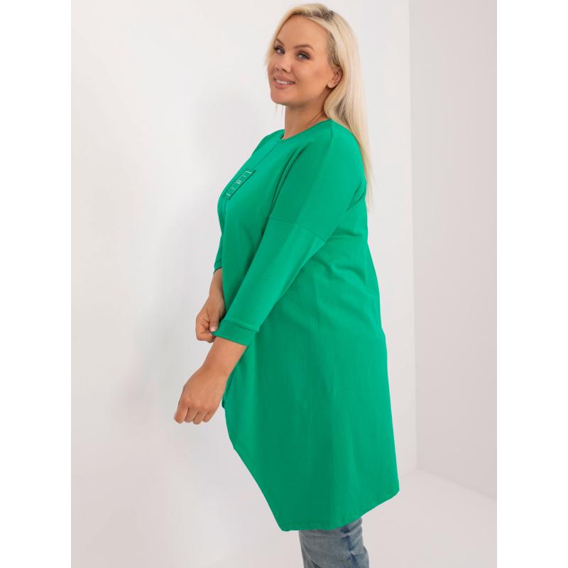 Női plus size blúz zsebekkel applikációkkal zöld