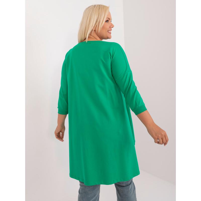 Női plus size blúz zsebekkel applikációkkal zöld