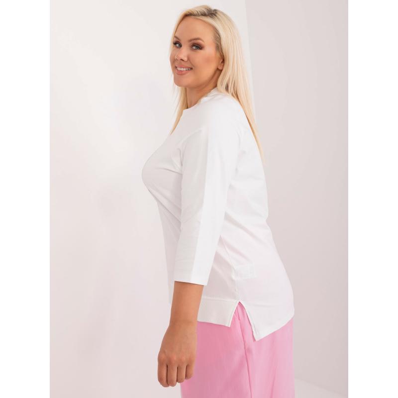 Női plus size blúz kerek nyakkivágással ekrü színű