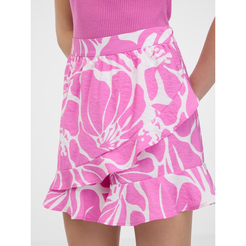 Růžové dámské volánové kraťasy