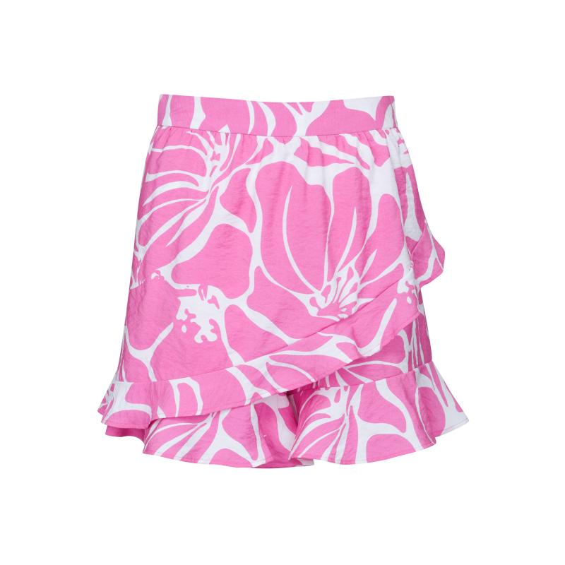 Růžové dámské volánové kraťasy