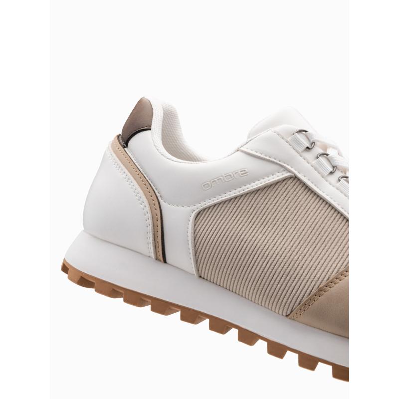 Patchwork pánské tenisky z kombinovaných materiálů bílá a písková 