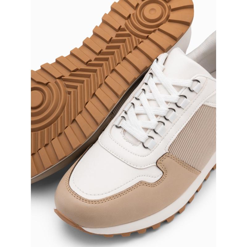 Patchwork pánské tenisky z kombinovaných materiálů bílá a písková 