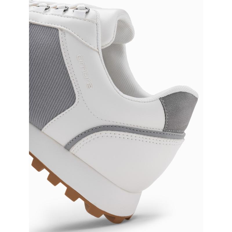 Patchwork pánské tenisky s kombinovanými materiály bílá a šedá 