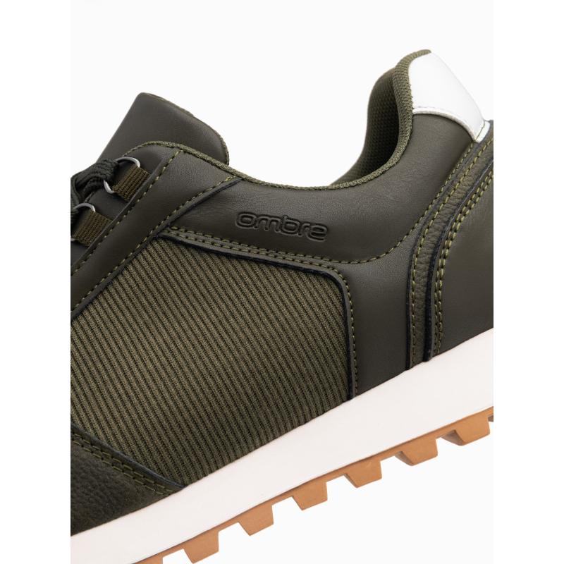 Patchwork pánské tenisky z kombinovaných materiálů tmavě olivová