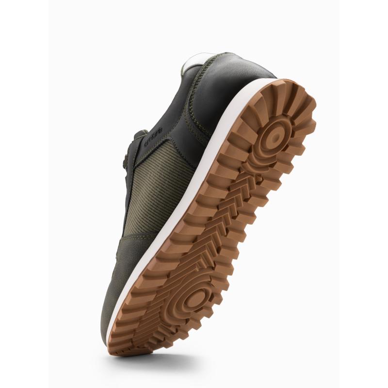 Patchwork pánské tenisky z kombinovaných materiálů tmavě olivová