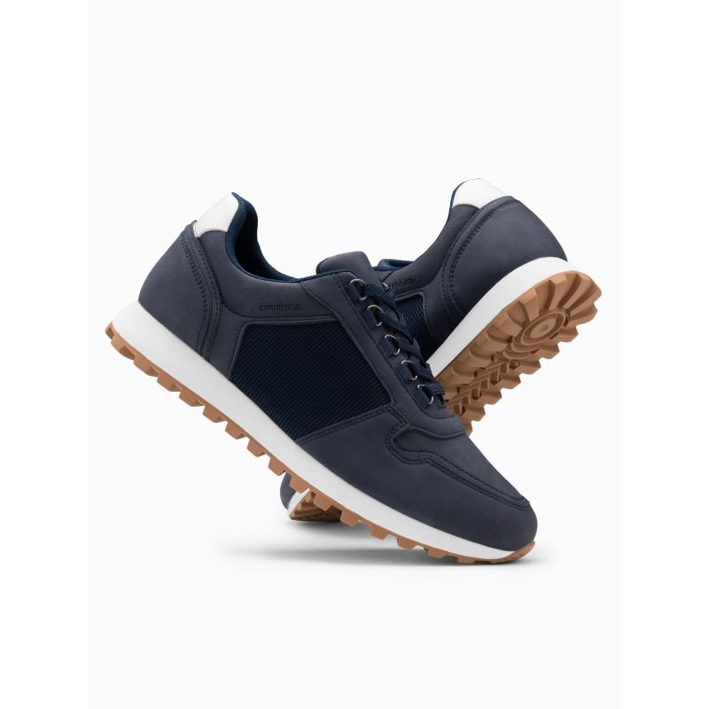 Patchwork pánské tenisky z kombinovaných materiálů tmavě modrá 