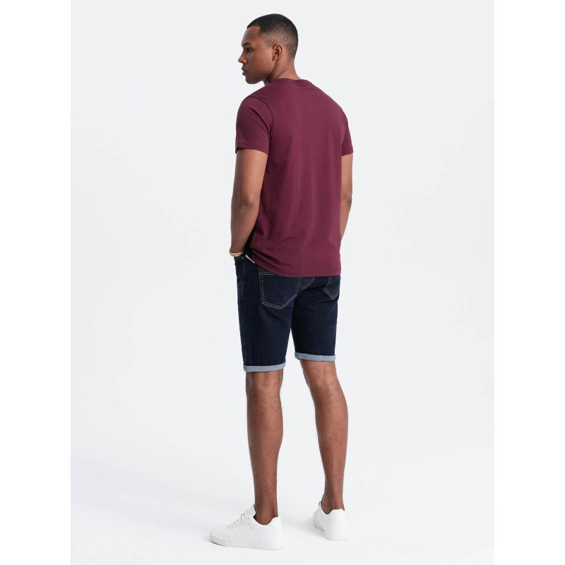 Pánské bavlněné tříbarevné tričko V5 OM-TSCT-0174 bordó a černá 