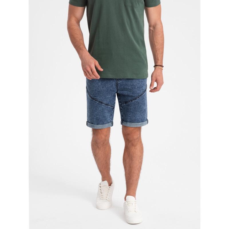 Pánské krátké džínové šortky s prošíváním V3 OM-SRDS-0101 tmavě modré 