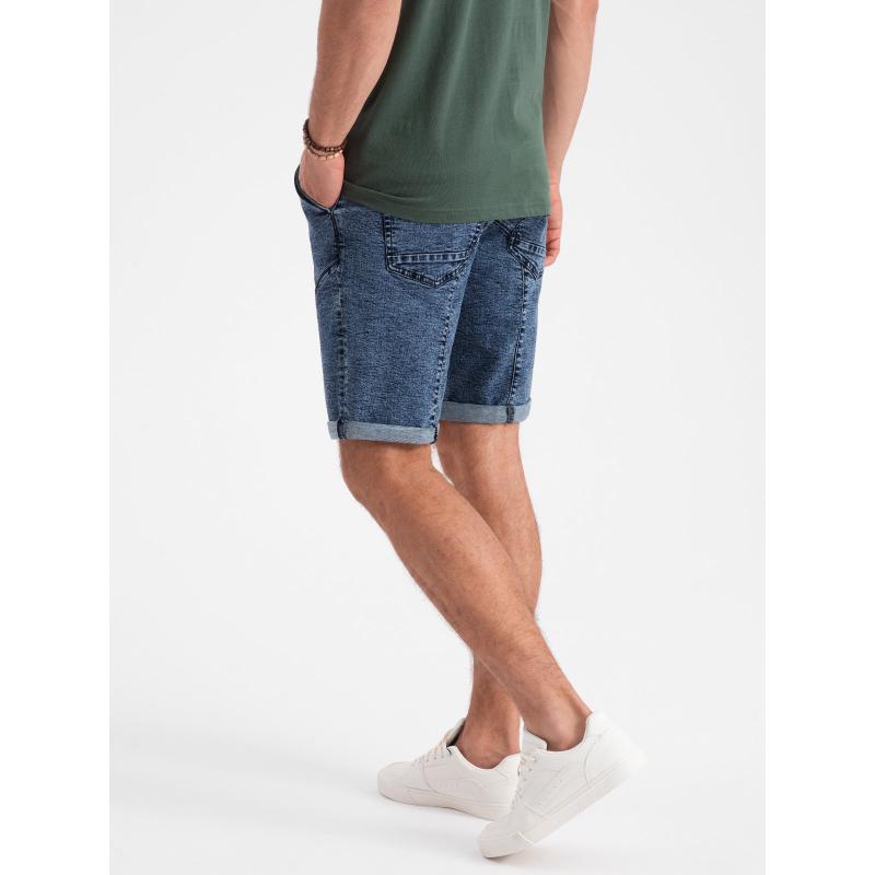 Pánské krátké džínové šortky s prošíváním V3 OM-SRDS-0101 tmavě modré 
