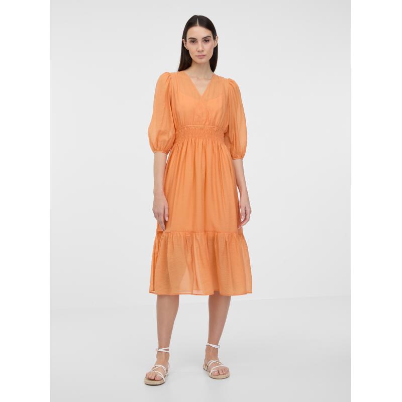 Oranžové dámske midi šaty
