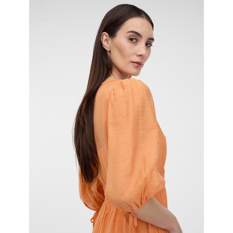 Oranžové dámske midi šaty