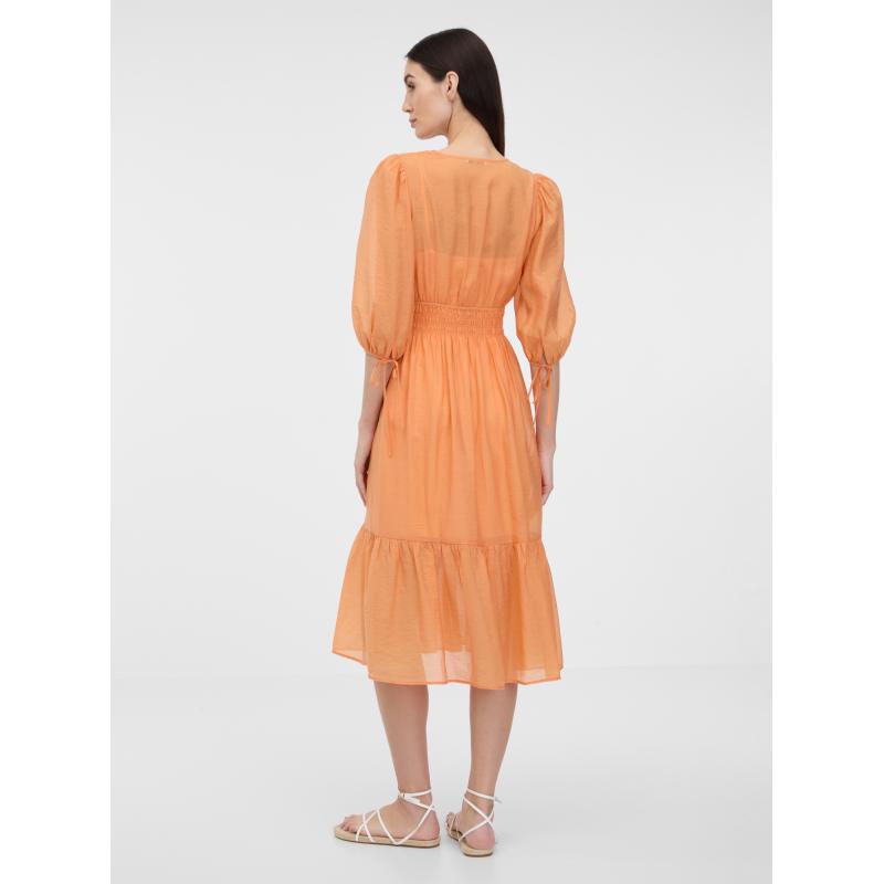 Oranžové dámske midi šaty
