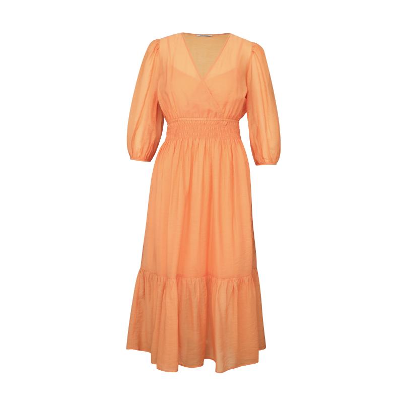 Oranžové dámske midi šaty