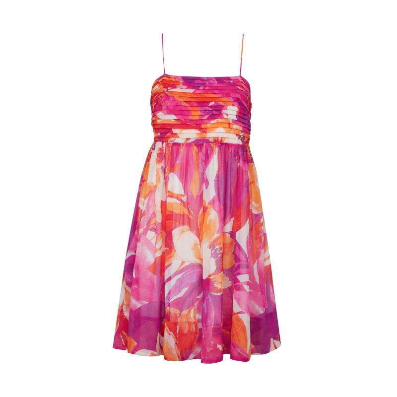 Tmavě růžové dámské šaty ke kolenům