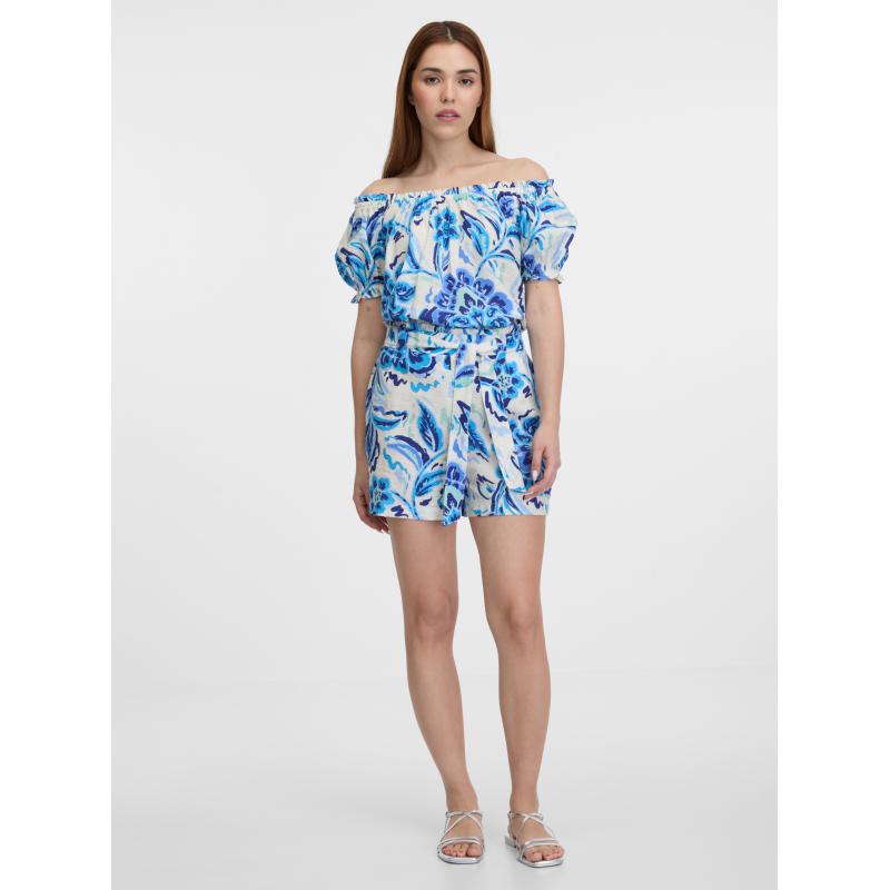 Világoskék női mintás rövidnadrág