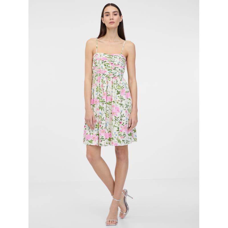 Béžové dámske šaty po kolená s ľanom