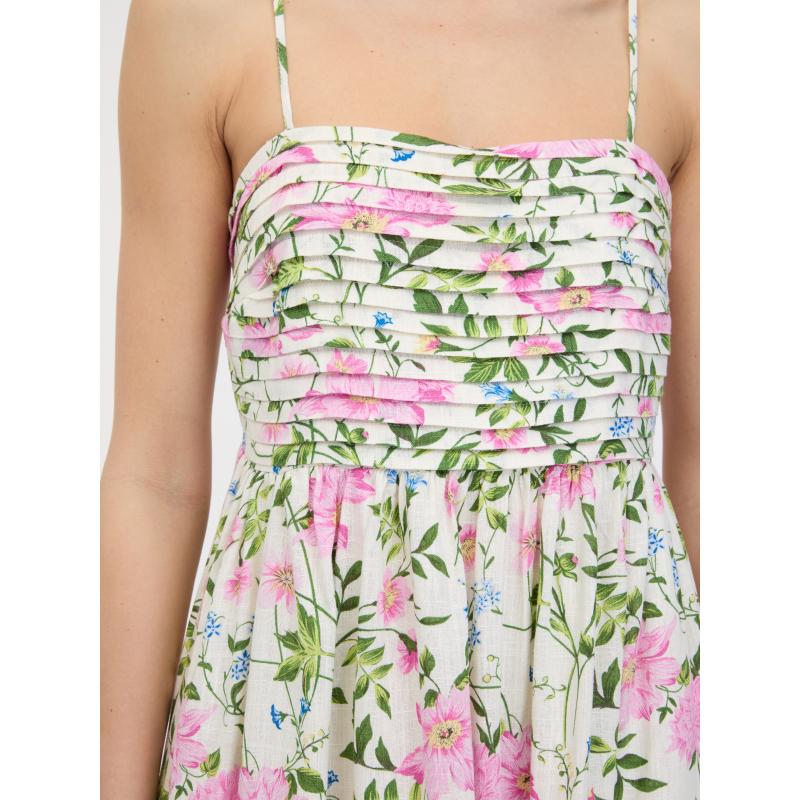 Béžové dámske šaty po kolená s ľanom