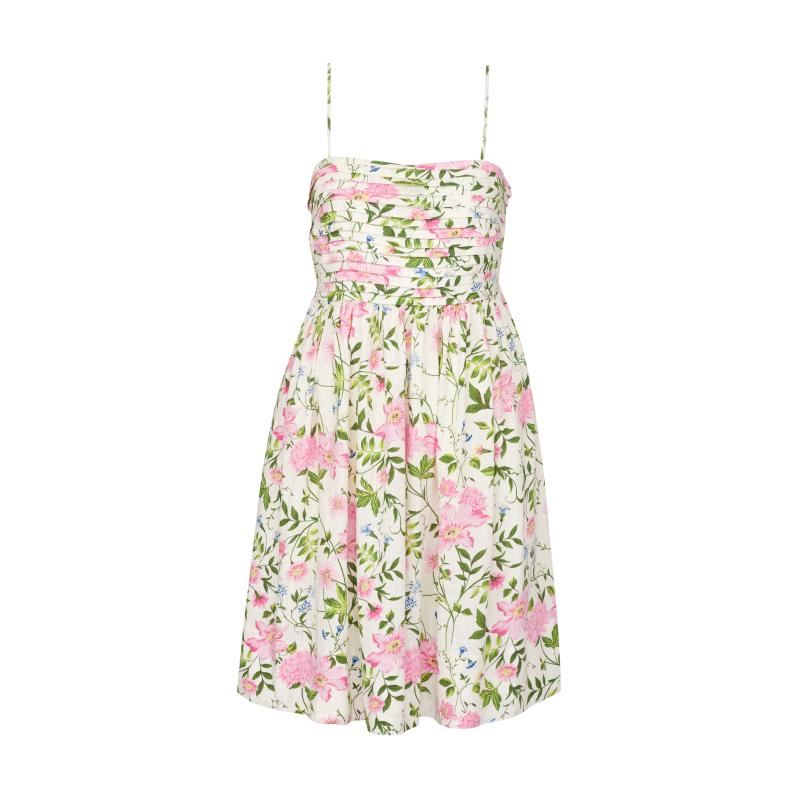 Béžové dámske šaty po kolená s ľanom