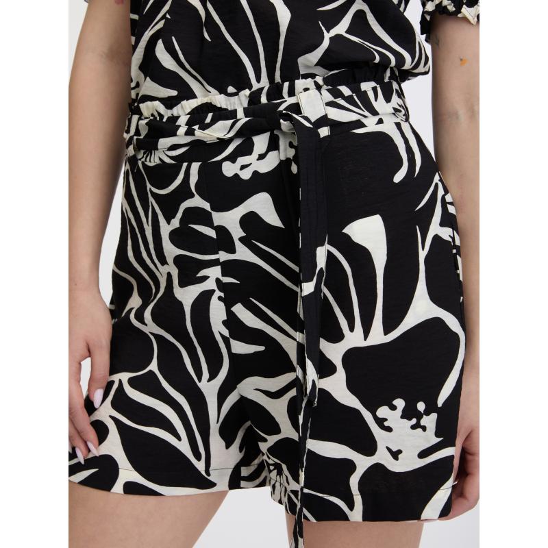 Fekete női mintás rövidnadrág