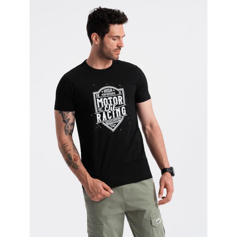 Pánské tričko s potiskem v motocyklovém stylu černé 