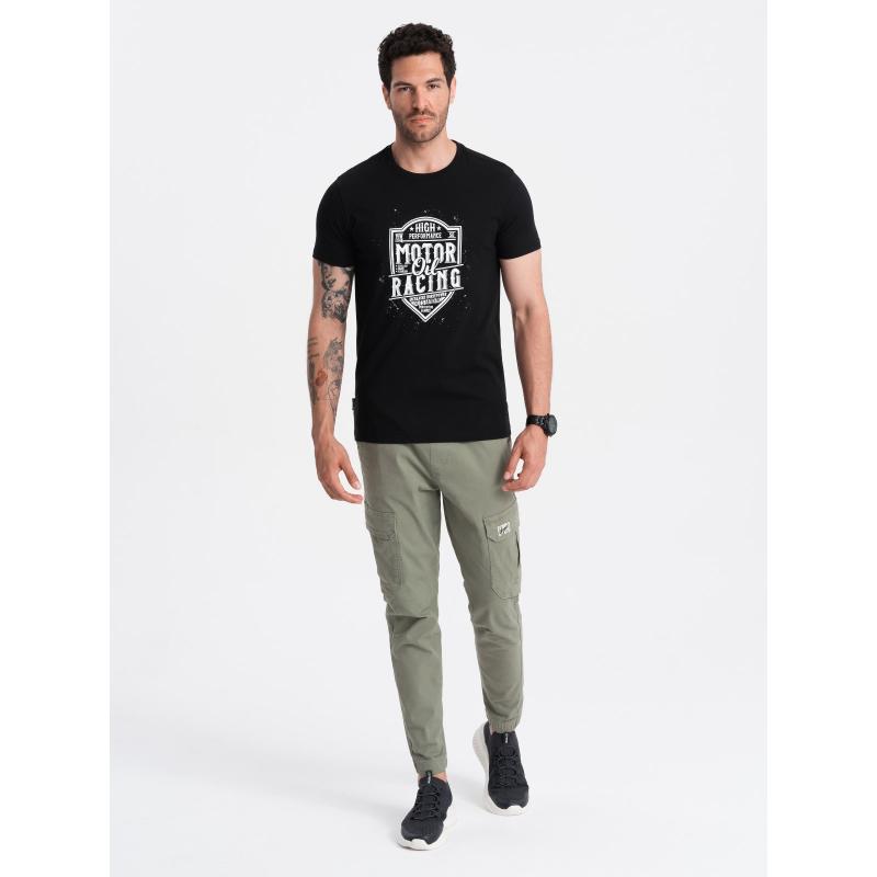 Pánské tričko s potiskem v motocyklovém stylu černé 