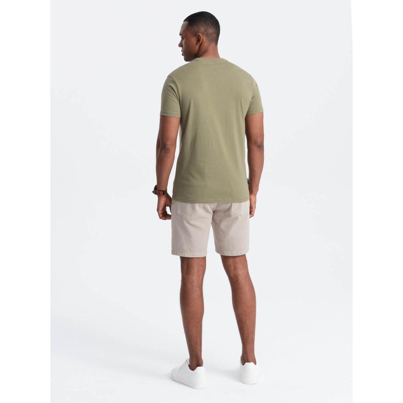 Pánské tričko s potiskem v motocyklovém stylu olivové 