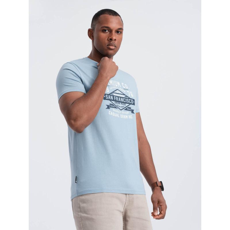 Pánské bavlněné tričko s potiskem ve stylu San Francisco modré 