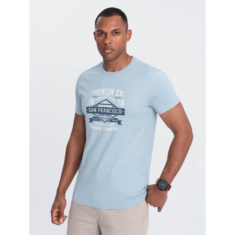 Pánské bavlněné tričko s potiskem ve stylu San Francisco modré 