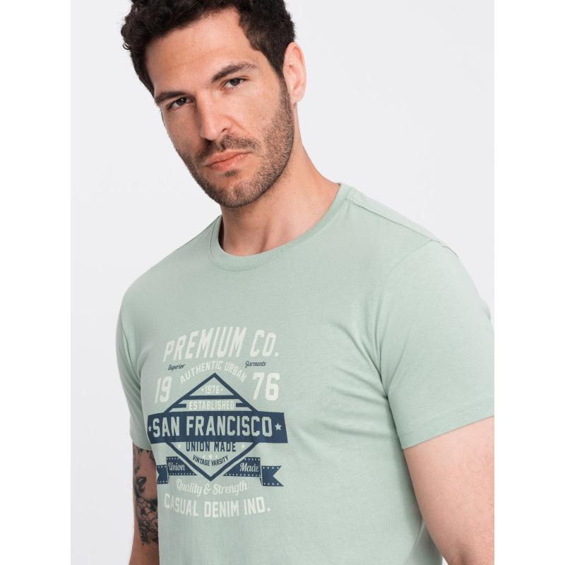 Pánske bavlnené tričko s potlačou v štýle San Francisco mätová