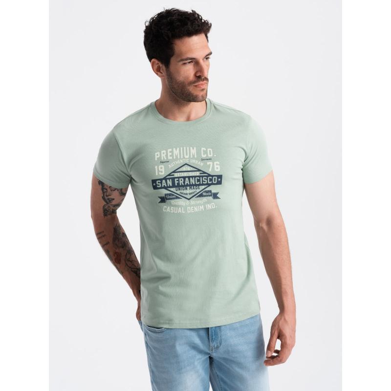 Pánske bavlnené tričko s potlačou v štýle San Francisco mätová