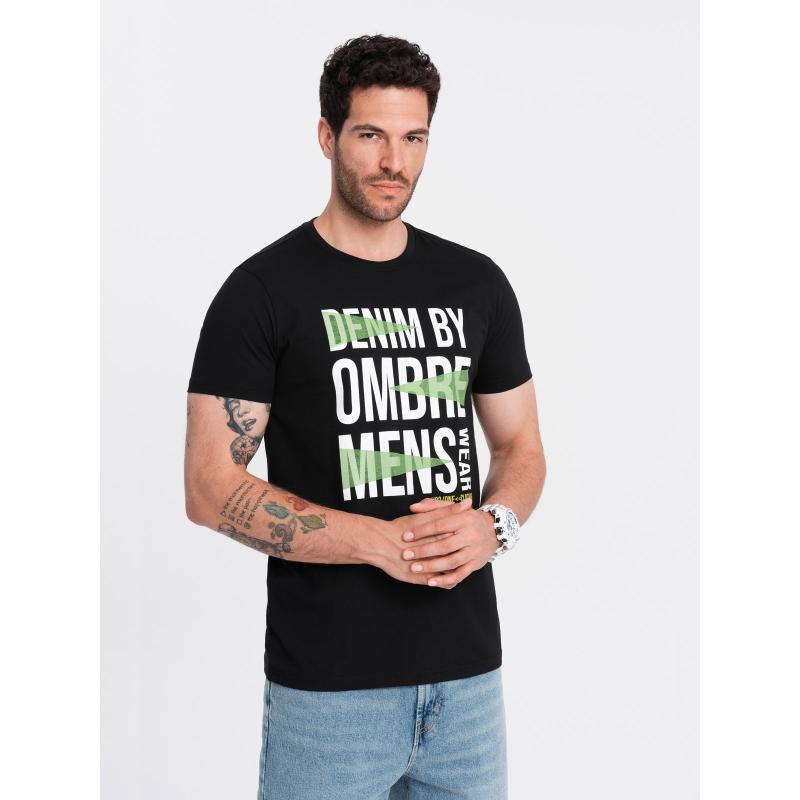 Férfi pamut póló nagy betűkkel fekete