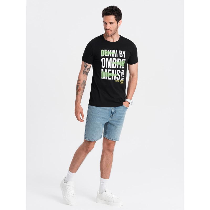 Férfi pamut póló nagy betűkkel fekete