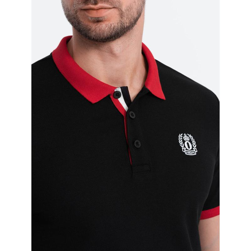 Pánská polokošile s barevnými akcenty černá 