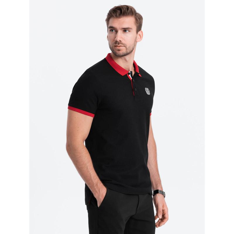 Pánská polokošile s barevnými akcenty černá 