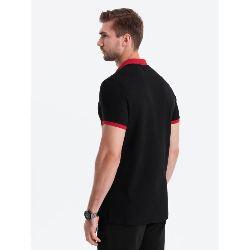 Pánská polokošile s barevnými akcenty černá 