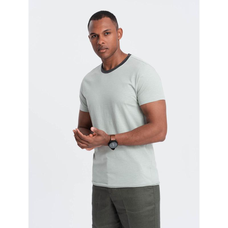 Pánské tričko se surovým povrchem šedozelené