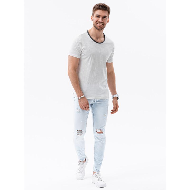 Férfi nyers felületű póló ecru színű póló