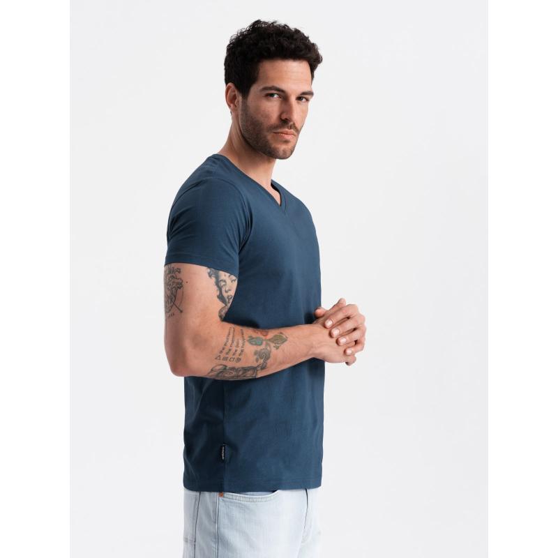 Férfi klasszikus pamut póló BASIC sötétkék