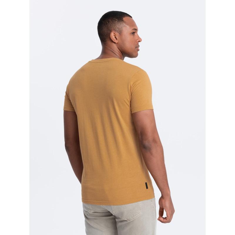 Pánské klasické bavlněné tričko BASIC hořčicový melír
