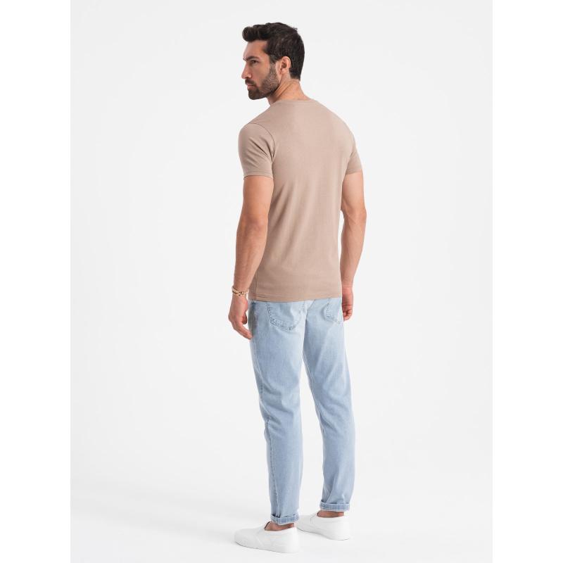 Pánské klasické bavlněné tričko s výstřihem do V BASIC popelavý melír