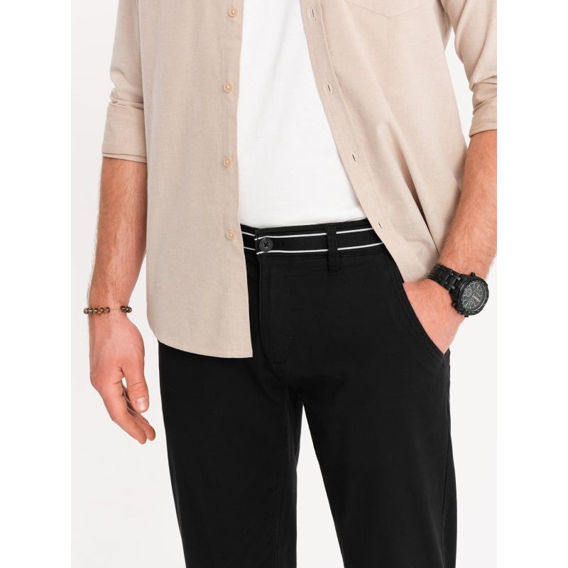 Pánské chino kalhoty s ozdobným pasem černé 