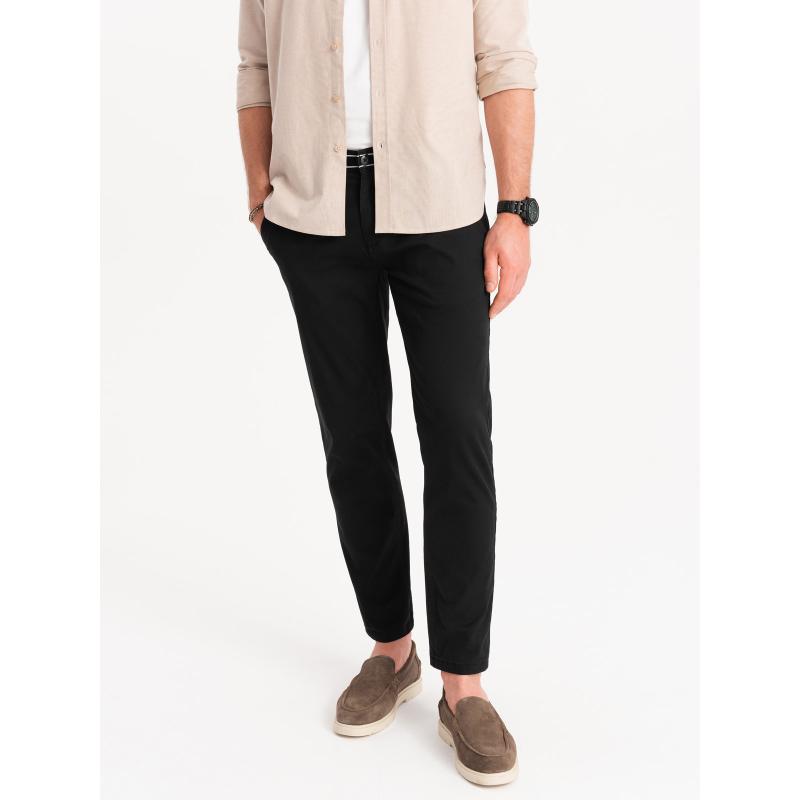 Pánské chino kalhoty s ozdobným pasem černé 