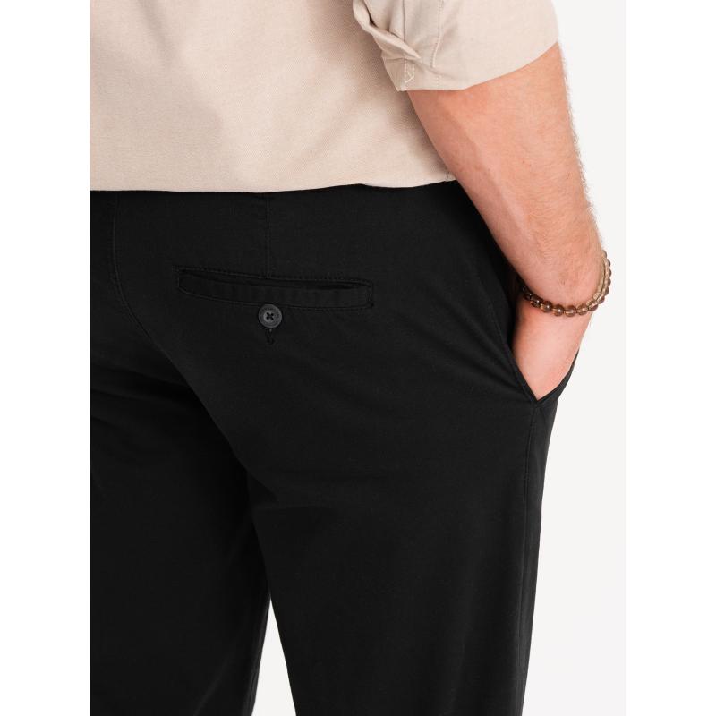 Pánské chino kalhoty s ozdobným pasem černé 