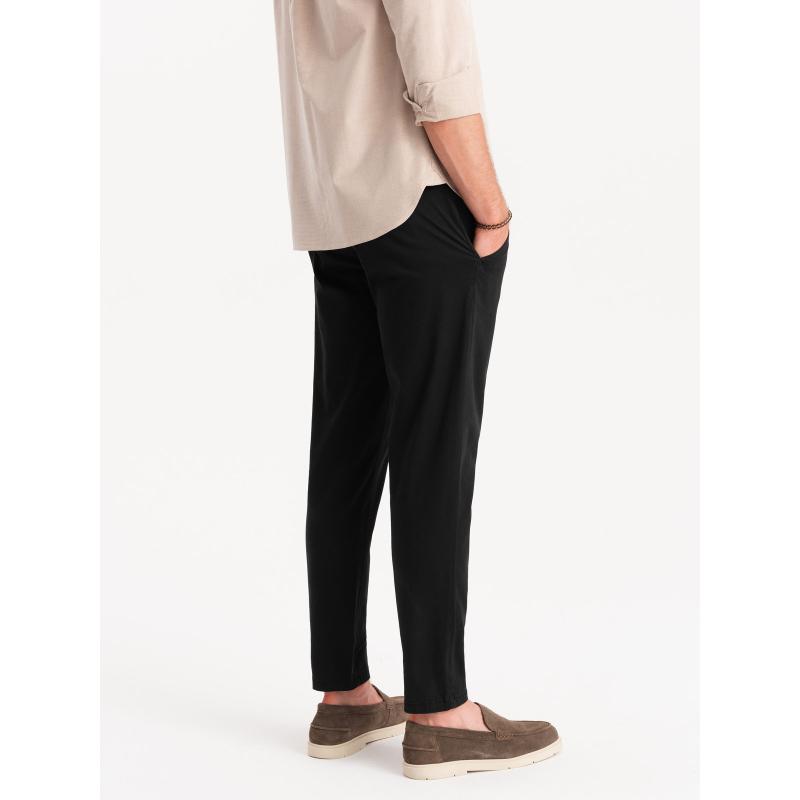 Pánské chino kalhoty s ozdobným pasem černé 