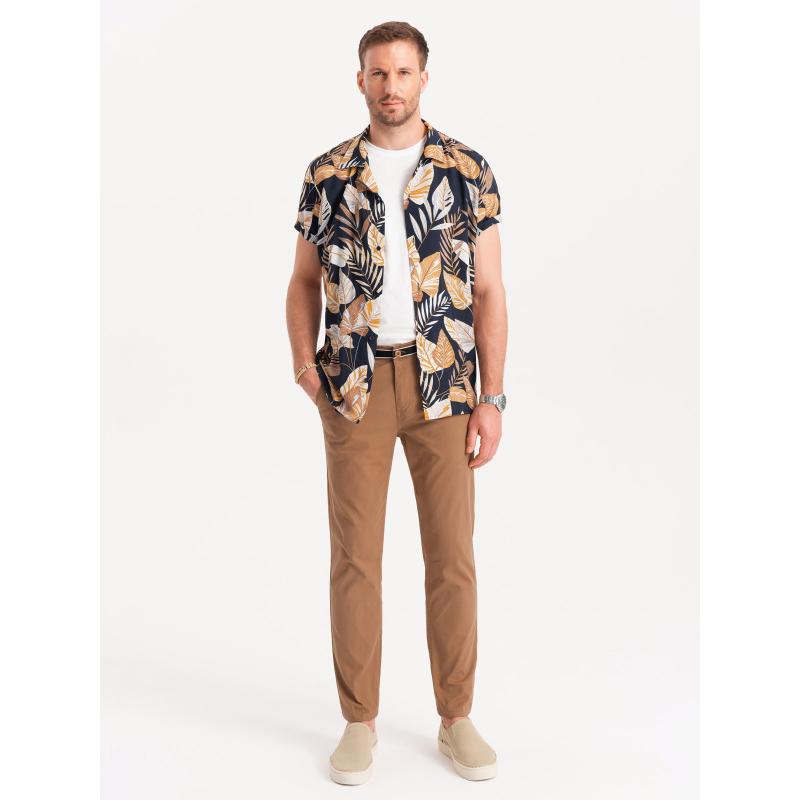 Férfi chino nadrág díszes derékszíjjal barna