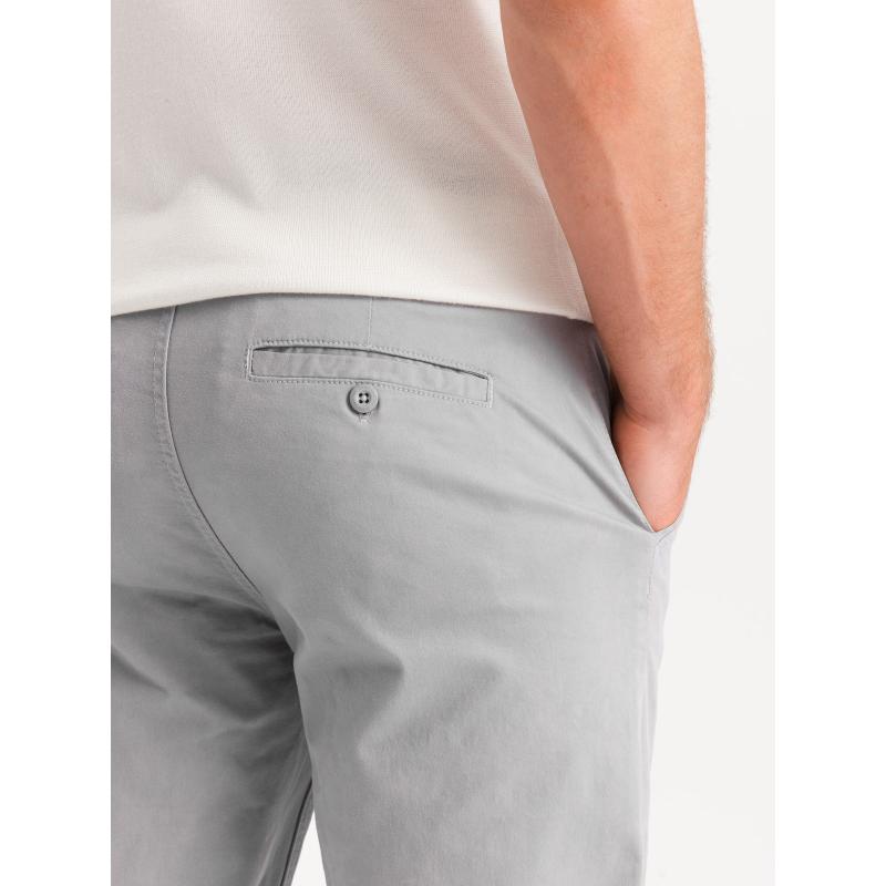 Pánské chino kalhoty s ozdobným pasem šedé